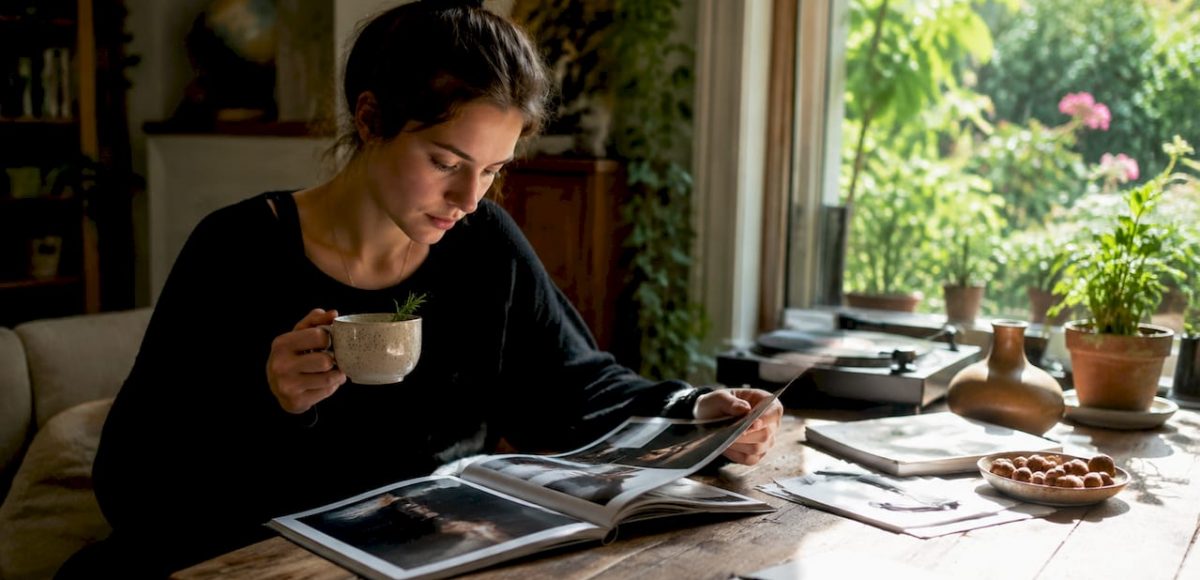 1782397235672 Woman planning wedding music at home desk