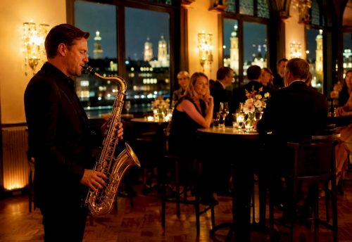 Livemusik einbinden: Vorteile für Events in München 5 Live-Auftritt eines Saxophonisten bei einer Veranstaltung in München